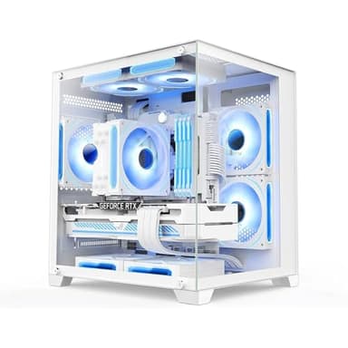 suevery Pre Built Gaming PC AMD Ryzen7 8700F(8Core 16Threads Up to 5.0G) 32G DDR5 Nvme 1TB SSD RTX 4060 8G WiFi 6 Desktop Computers White - Image 3