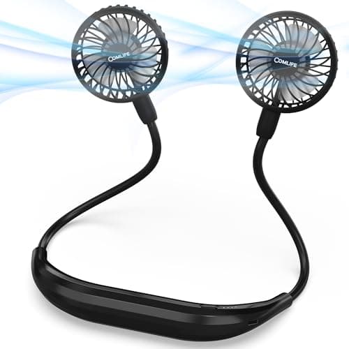 Portable Neck Fan, 2600mAh Battery Operated Ultra Quiet Hands Free USB Fan with Strong Wind, 360° Adjustable High Flexibility Wearable Personal Fan for Home Office Outdoor Travel (Black) - Image 1