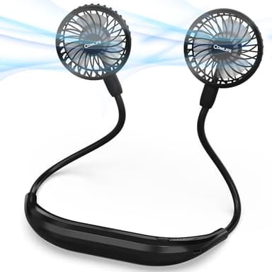 Portable Neck Fan, 2600mAh Battery Operated Ultra Quiet Hands Free USB Fan with Strong Wind, 360° Adjustable High Flexibility Wearable Personal Fan for Home Office Outdoor Travel (Black) - Image 1