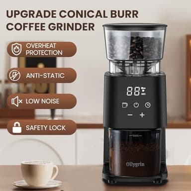Conical Burr Coffee Grinder with Touch Panel, Adjustable Coffee Bean Grinder with 30 Grinding Settings,2-12 Cups for Espresso,French Press & Drip Coffee - Image 6