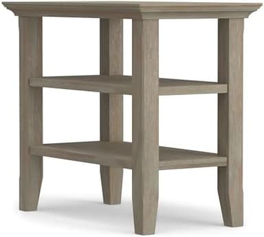 SIMPLIHOME Acadian 14-inch Wide Solid Wood Narrow End Table in Distressed Grey, Transitional-Style Side Table for Living Room, Bedroom, or Family Room with 2 Open Shelves - Image 3