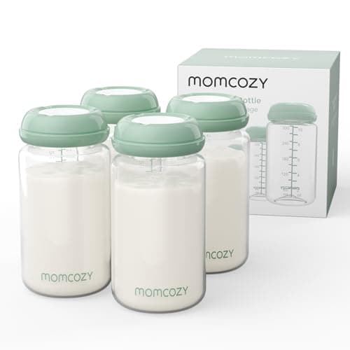 Momcozy Natural Baby Bottle, Wide-Neck, BPA Free Breast Milk Container, Storage Collection Bottle for Fridge & Milk Cooler, Breastfeeding Essential, 10 oz, 4 pcs - Image 1