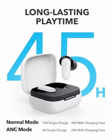 Soundcore P30i by Anker Noise Cancelling Earbuds, Strong and Smart Noise Cancelling, Powerful Bass, 45H Playtime, 2-in-1 Case and Phone Stand, IP54, Wireless Earbuds, Bluetooth 5.4 (White) - Image 5