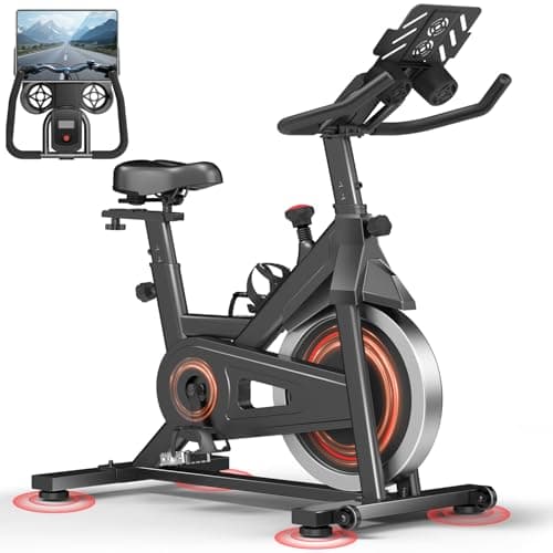 CURSOR FITNESS Exercise Bike, Stationary Bikes for Home, 300 LBS Capacity, Workout Bike with Silent Belt Drive, Indoor Cycling Bike with Extra Comfort Seat/Tablet & Bottle Holder - Image 1