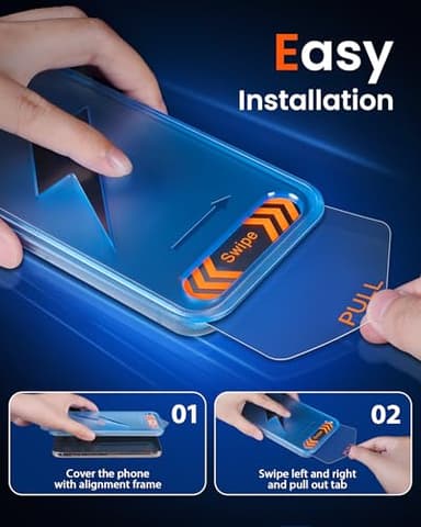 Mkeke for iPhone 17 Pro Screen Protector 3 Pack [9H+ Tempered Glass] [Military-Grade Drop Protection] [Easy Installation] Shockproof Full Edge Coverage 6.3 Inch 2025 - Image 5