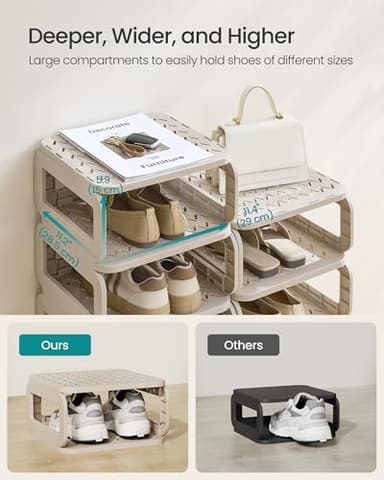 SONGMICS Shoe Rack, Shoe Organizer, 12 Shelves, Shoe Storage, Narrow Shoe Shelf, Open Shelf for Entryway, Living Room, Bathroom, Space-Saving, Cappuccino Beige ULPC038K01 - Image 4