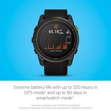Garmin Enduro™ 3 – 51 mm, Solar, Sapphire, Ultraperformance GPS Smartwatch, Extreme Battery Life, Detailed Mapping, Built-in LED Flashlight, Carbon Gray DLC Titanium with Black UltraFit Nylon Strap - Image 5