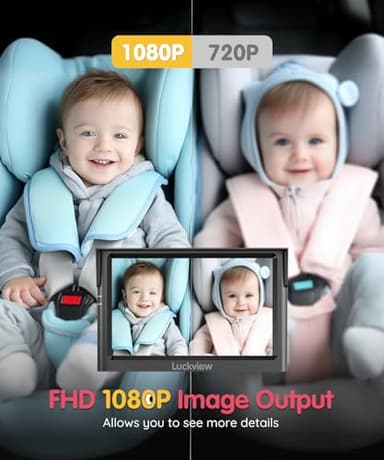 LUCKVIEW BM1 Baby Car Camera for Back Seat & Pet Monitoring, 5'' 1080P Monitor with IR Night Vision, 3X Zoom, Crystal Clear View, Easy 5-Min Wired Installation for Peace of Mind - Image 2