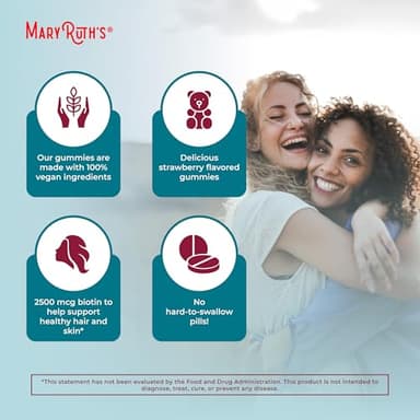 MaryRuth Organics Hair | Skin | and Nails Vitamins | Biotin Gummies with Vitamin C & Vitamin E | Hair Growth Vitamins | Skin Care | Nail Strength | USDA Organic Gummies for Ages 14+ | 60 Count - Image 6