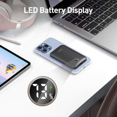 iWALK Magnetic Portable Charger,5000mAh 18W Wireless Slim Power Bank Battery Pack with LED Display and Comfortable Grip Only Compatible with iPhone 16/16 Pro/16 Pro Max/15/14/13/12 Series,Black - Image 6