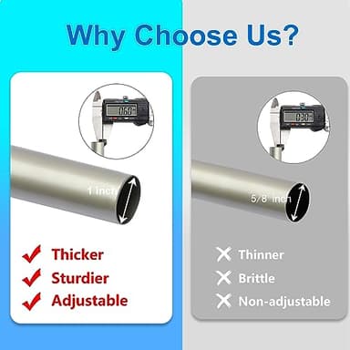 Byondeth Curtain Rods for Windows 16 to 170 Inches Adjustable Length 1 Inch Diameter Window Curtain Rod with Aluminium End Cap, Brushed Nickel - Image 5
