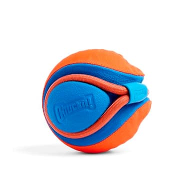 Chuckit! Rope Fetch Dog Toy - Ball on Rope Fetch and Tug-of-War Toy for Dogs - Durable EVA Rubber Construction - 5.5-inch Diameter - 18-inch Rope - Orange and Blue - Image 4