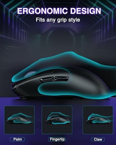 AULA SC580 Wireless Gaming Mouse, Tri-Mode 2.4G/BT5.0/USB-C Gaming Mouse, 12000 DPI Rechargeable Wireless Mouse with 6 Programmable Buttons, Ergonomic Computer Mouse for Laptop/PC/Mac/Tablet - Image 8
