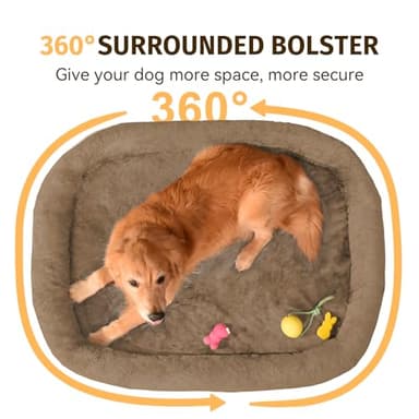 Orthopedic Waterproof Large Dog Bed: Memory Foam Washable Dog Bed with Bolsters - XL Removable Orthopedic Pet Cover for Medium Large Sized Pet - Non-Slip Bottom - Coffee - Image 4