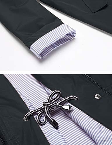 LOMON Raincoat Women Waterproof Long Hooded Trench Coats Lined Windbreaker Travel Jacket Deep Gray L - Image 5