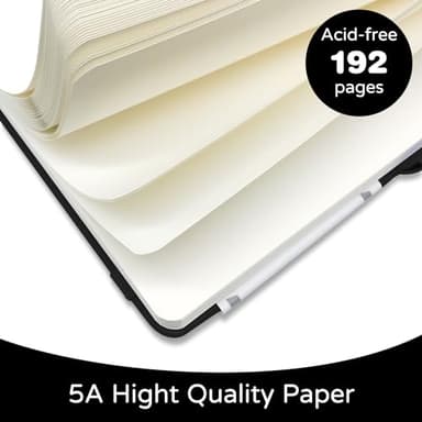 LEAGIM Blank Journal Notebook, A5, 192 Pages 100 GSM Thick Sketch Book for Women Men, Hardcover Leather Unlined Journaling for Work, Notebooks for Writing, 5.8 inches x 8.5 inches (Black) - Image 2
