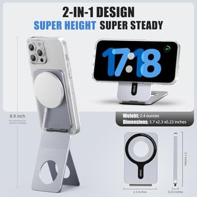 1ST IDEA Phone Tripod Stand, Aluminum Alloy Mini Tripod Compatible with Magsafe iPhone 17/16/15/14/13/12 Series, Foldable Strong Magnetic Phone Stand, Mult-Angle Adjustment Selfie Stick - Image 2