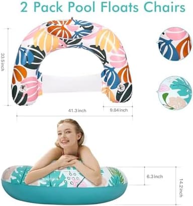 2 Pack Pool Floats Adult,OKSUWATER Pool Floaties for Adults with Two Cup Holders Inflatable Pool Floats Chairs, Lake Floats for Adults Toys Applies to Water Play Party - Image 6