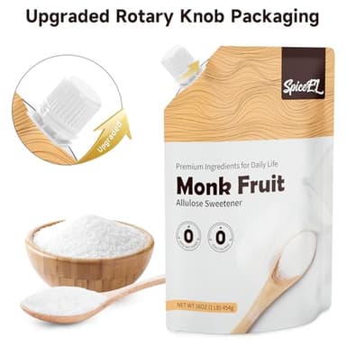 SPICEEL Monk Fruit Sweetener with Allulose - White Sugar Substitute, Coffee, Tea, without Erythritol, Gluten Free, Vegan, Keto Friendly, Sugar Replacement (1 lb Pack of 3) - Image 10