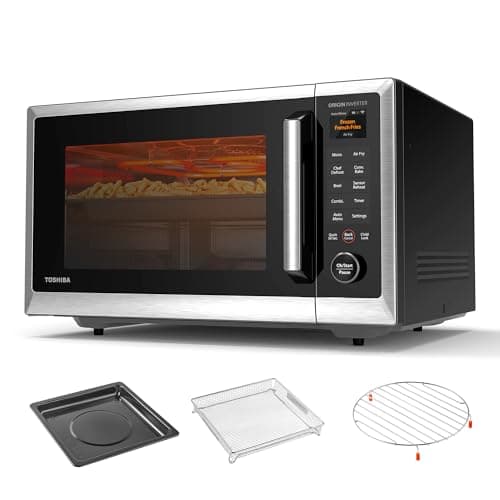 TOSHIBA ML2-STC13SAIT(SS) Air Fryer Combo Countertop Microwave Ovenwith 2.4-Inch Color Screen, Origin Inverter Technology, Smart Sensor, Compatible with Alexa, 1100W, 1.3 Cu.Ft, Silver - Image 1