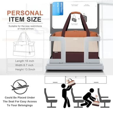 ETRONIK Gym Bag for Women, Travel Duffel Bag with USB Charging Port, Weekender Overnight Bag with Wet Pocket and Shoes Compartment for Women, Travel, Gym, Yoga (Brown/Khaki/Orange) - Image 3