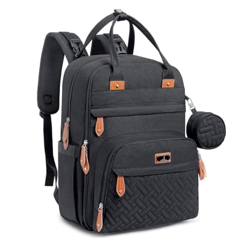 BabbleRoo Diaper Bag Backpack - Baby Essentials Travel Tote - Multi Function Water Resistant Diaper Bag, Travel Essentials Baby Bag with Changing Pad, Stroller Straps & Pacifier Case - Unisex, Black - Image 1