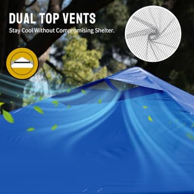 CROWN SHADES 10x10 Pop Up Canopy - Beach Tent with One Push Setup - Easy Outdoor Sun Shade for Events, Parties, Camping - Gazebo with STO-N-Go Cover Bag, Silver Coated Top, Blue - Image 4