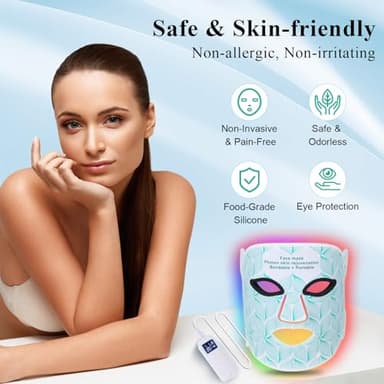 biuufish Red Light Therapy for Face, 7＋1 Colors LED Face Mask Light Therapy with 850NM Near-infrared, Portable Rechargeable Red Light Therapy Mask Skin Care Device at Home and Travel for Anti-Aging - Image 8
