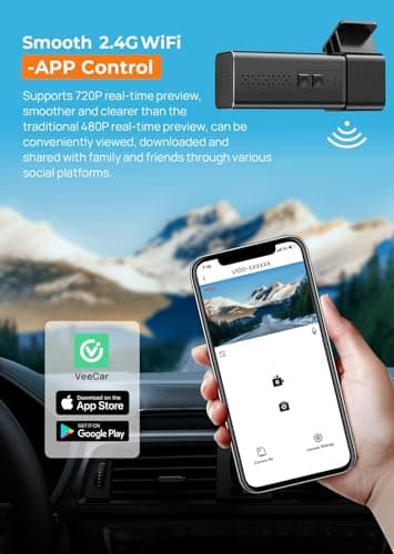 Dash Cam, 2.5K WiFi Dash Camera for Cars, E-YEEGER Mini Dashcam with App, Front Car Camera, G-Sensor, Loop Recording, Night Vision, 24H Parking Mode, 32G SD Card Included, Support 256GB Max - Image 3