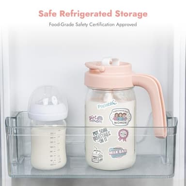 Papablic Glass Breastmilk Pitcher, Formula Mixing Pitcher with Mixing Handle Lid, Wide Mouth Mason Jar Mixer with Flip Locking Spout, Easy to Clean, BPA Free, Pink - Image 9