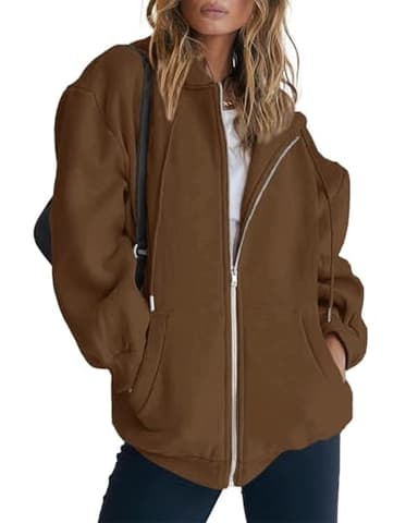 PRETTYGARDEN Women's 2025 Zip Up Y2K Hoodies Casual Long Sleeve Sweatshirts Fall Winter Track Jackets with Pockets (Brown,X-Small) - Image 6