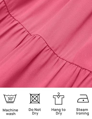 ZESICA Women's 2025 Summer Casual Flutter Short Sleeve Crew Neck Smocked Elastic Waist Tiered Midi Dress,Hot Pink,Small - Image 6