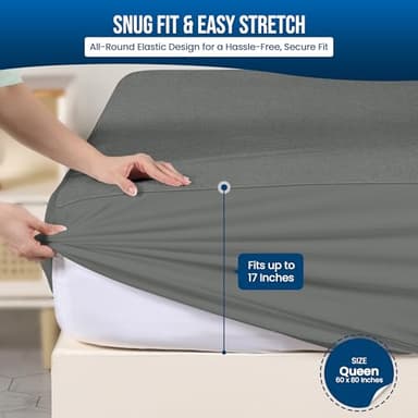 Utopia Bedding Waterproof Mattress Protector Queen Size, Premium Terry Mattress Cover 200 GSM, Breathable, Fitted Style with Stretchable Pockets (Gray) - Image 3
