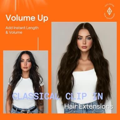 Full Shine 28 Inch Clip in Hair Extensions Real Human Hair Dark Brown Clip in Extensions Brown Real Hair Extensions Clip ins for Women Triple Weft Invisible 7 Pcs 150 G - Image 6