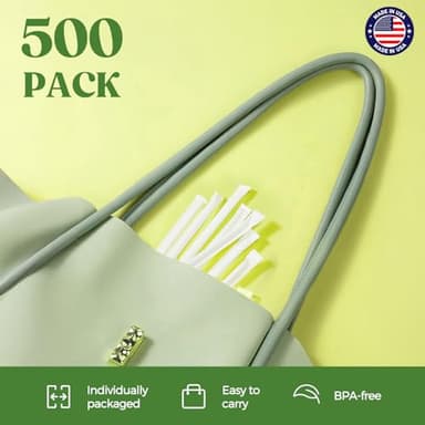 Glotoch Express 500PCS Individually Wrapped Clear Plastic Straws, 7.75'' Long, 0.24'' Diameter Disposable Drinking Straws for Every Occasion, Party, Made in USA - Image 4