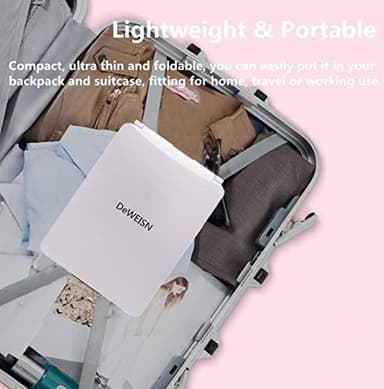 deweisn Folding Lighted Makeup Mirror with 72 LEDs 3 Colors Light Modes USB Rechargable 1800mA Batteries Portable Ultra Thin Compact Vanity Mirror Dimmable Travel Mirror - Image 5