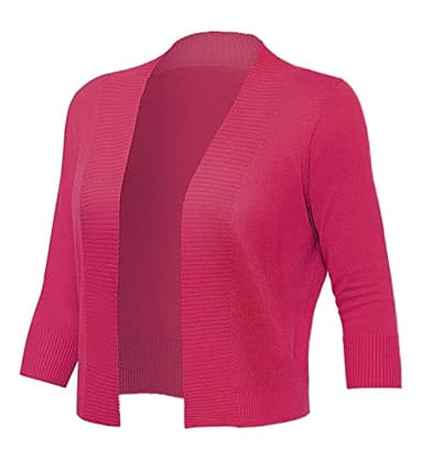 GoMamee Women's Bolero Shrug 3/4 Sleeve Open Front Short Cropped Cardigan Sweaters Jackets, Rose S - Image 6