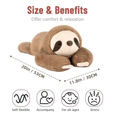 Niuniu Daddy 20" | 3.3 Pound Weighted Sloth Stuffed Animals for Adults & Kids & Baby, Large Brown Sloth Weighted Lap Animals Plush, Cute Weighted Stuffy Toy as Gift for Christmas Birthday Holidays - Image 3