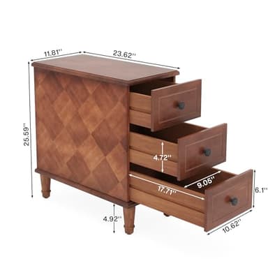 Tribesigns Solid Wood End Table, Fully Assembled Narrow Side Table with Drawers, Pre-Assembled Nightstand Slim Bedside Table for Small Spaces, Living Room, Bedroom, Brown - Image 2
