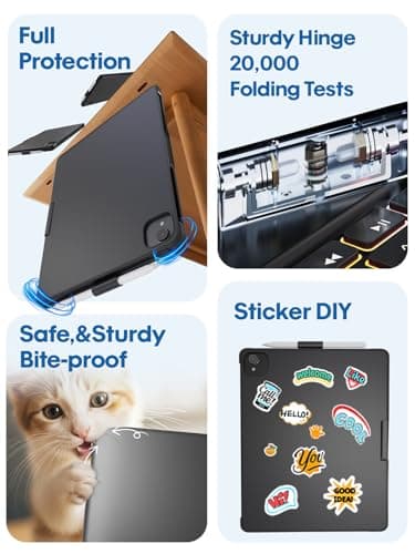 BABG Keyboard Case for iPad 10th Generation&iPad 11th(A16,2025),iPad Air 11/iPad Pro 11 inch Keyboard&iPad Air 5th/Air 4th Keyboard,Non-Trackpad,360°Swivel,7 Use Modes,Backlight-Black - Image 5