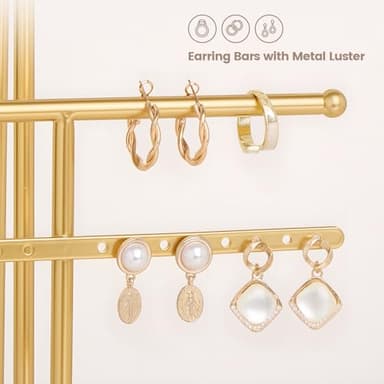 Lolalet Bracelet Display Stand Necklaces Holder, 5 Tiers Jewelry Organizer and Storage Rack with Velvet Slot and Metal Base, for Women Bangles Watches Ring Earrings -White - Image 4