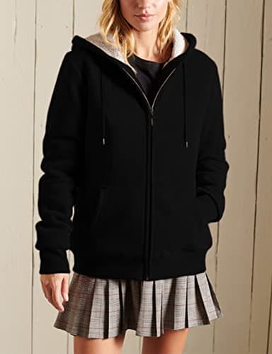 Yeokou Women's Casual Full Zip Up Sherpa Lined Hoodie Sweatshirt Jacket Coat (Medium, Black) - Image 2