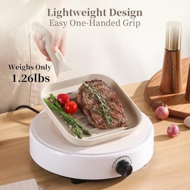 Kundita 7-Piece Granite Cookware Set, Premium Non-Stick Kitchen Collection with 8" Grill Pan, 4-Cup Egg Maker, Crepe Griddle and 4 Cooking Utensils - PFOA-Free for All Stovetops - Image 5