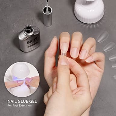 GAOY 2Pcs 16ml Gel Nail Glue for Acrylic Nails Tips, 2 in 1 Nail Glue and Base Coat, UV Light Cure - Image 3
