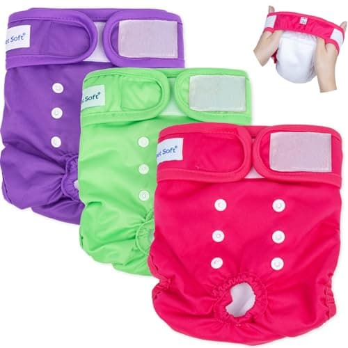Pet Soft Washable Female Diapers (3 Pack) Female Dog Diapers, Comfort Reusable Doggy Diaper for Girl Dog in Period Heat (Classy, L) - Image 1