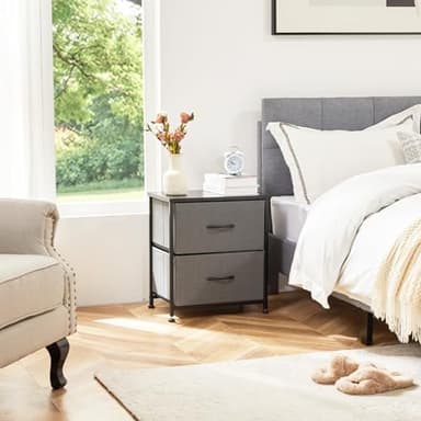 Sweetcrispy Nightstand with 2 Storage Drawers, 20" Height End Table Small Bed Side Furniture, Wooden Top Fabric Cabinet Kids Night Stand Mini Dresser for Bedroom, Closet, Entryway, College Dorm - Image 8