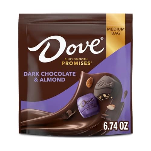 DOVE PROMISES Dark Chocolate & Almond Candy, 6.74 oz Bag (Pack of 8) - Image 1