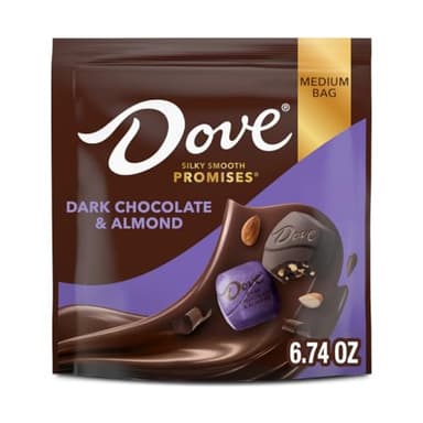 DOVE PROMISES Dark Chocolate & Almond Candy, 6.74 oz Bag (Pack of 8) - Image 1