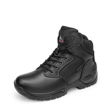 NORTIV 8 Mens Military Tactical Work Boots Side Zip Outdoor Hiking Leather Motorcycle Combat Boots,Size 14,Black-A,ALLOY - Image 1