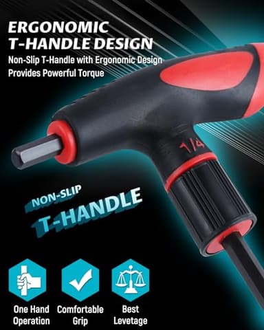 Lichamp T Handle Allen Wrench Set SAE, 8 Piece Heavy Duty Standard Long Tee Handle Allen Hex Key Set, 5/64-3/8 inch - Image 3